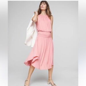 White House Black Market Rosette Smocked Blouson